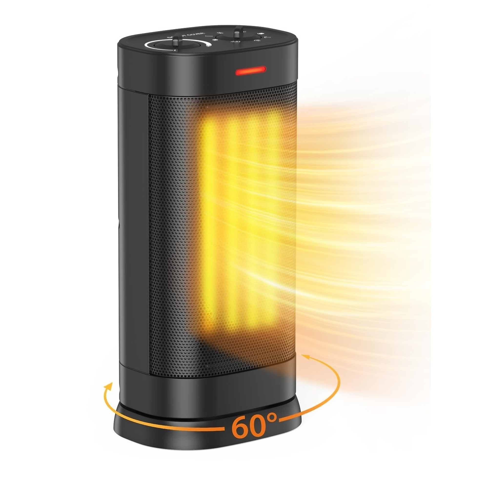 EdenDirect 1500W Space Heater for Indoor Use, 2S Fast Heating PTC Ceramic Heater with Adjustable Thermostat, ECO Mode, 1-24H Timer, Safety Protection, 60° Oscillating